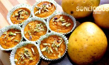 Eggless Mango Semolina Muffins Recipe