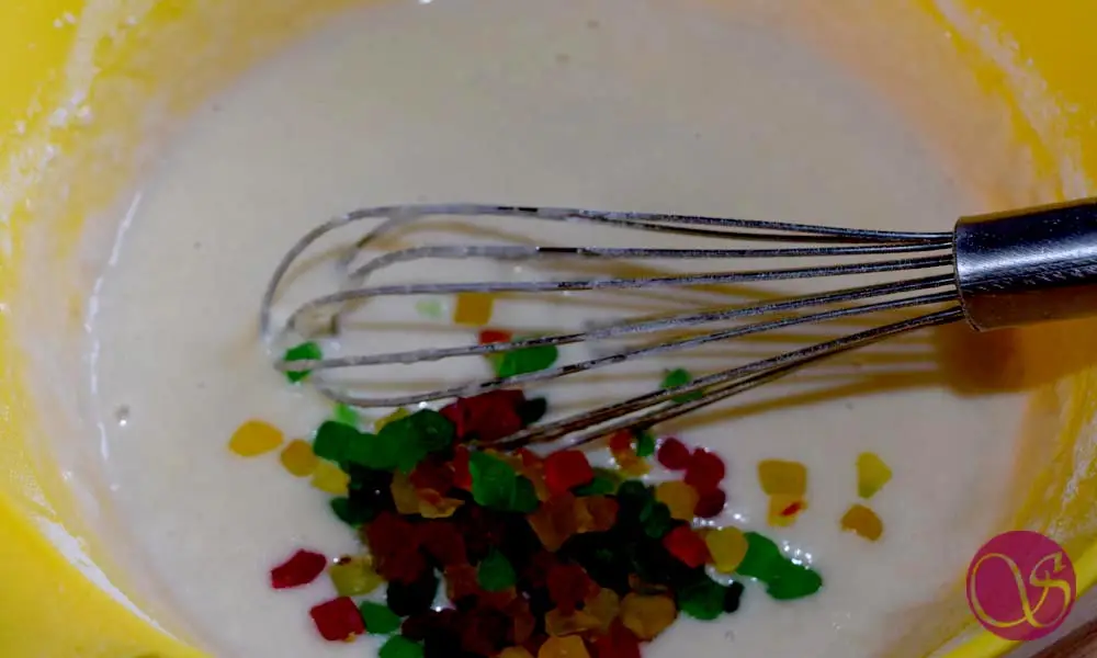 Tutti Frutti in Malai Cake Batter