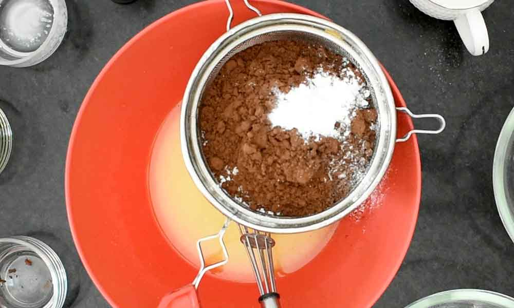 dry ingredients for simple chocolate cake
