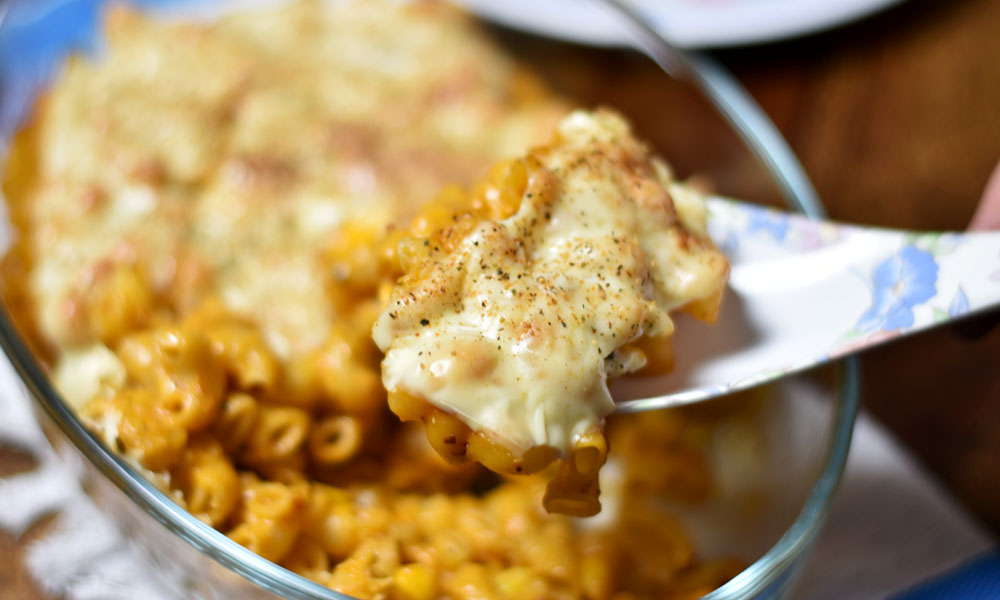 Mac and Cheese with Corn baked
